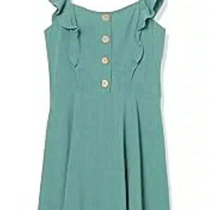 A.Byer Women Ruffled Front Sleeveless Green Summer Dress Size Large